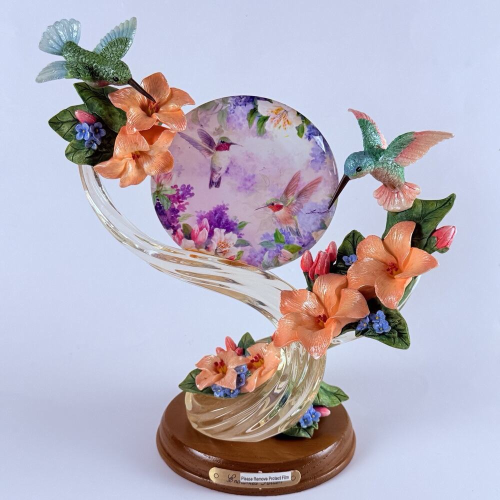 Lena Liu Hummingbird Sculpture Enchanted Garden Bradford Exchange 1st Issue Gift